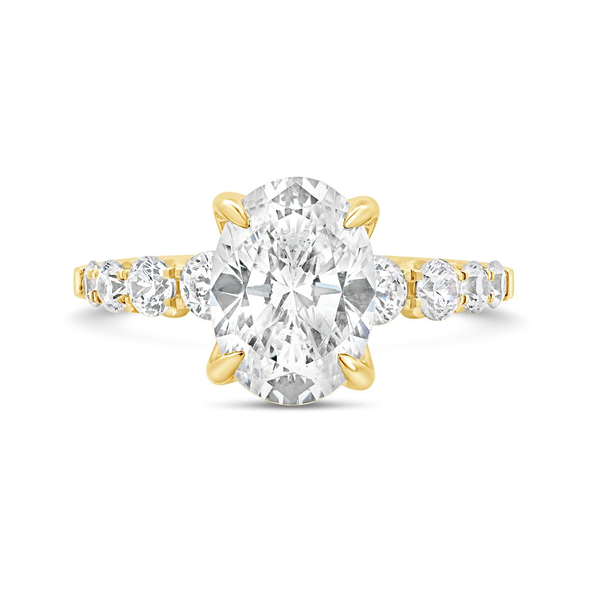 New Brilliance Lab Grown 3.87CTW Oval Diamond Bridal Ring in 14K Yellow Gold