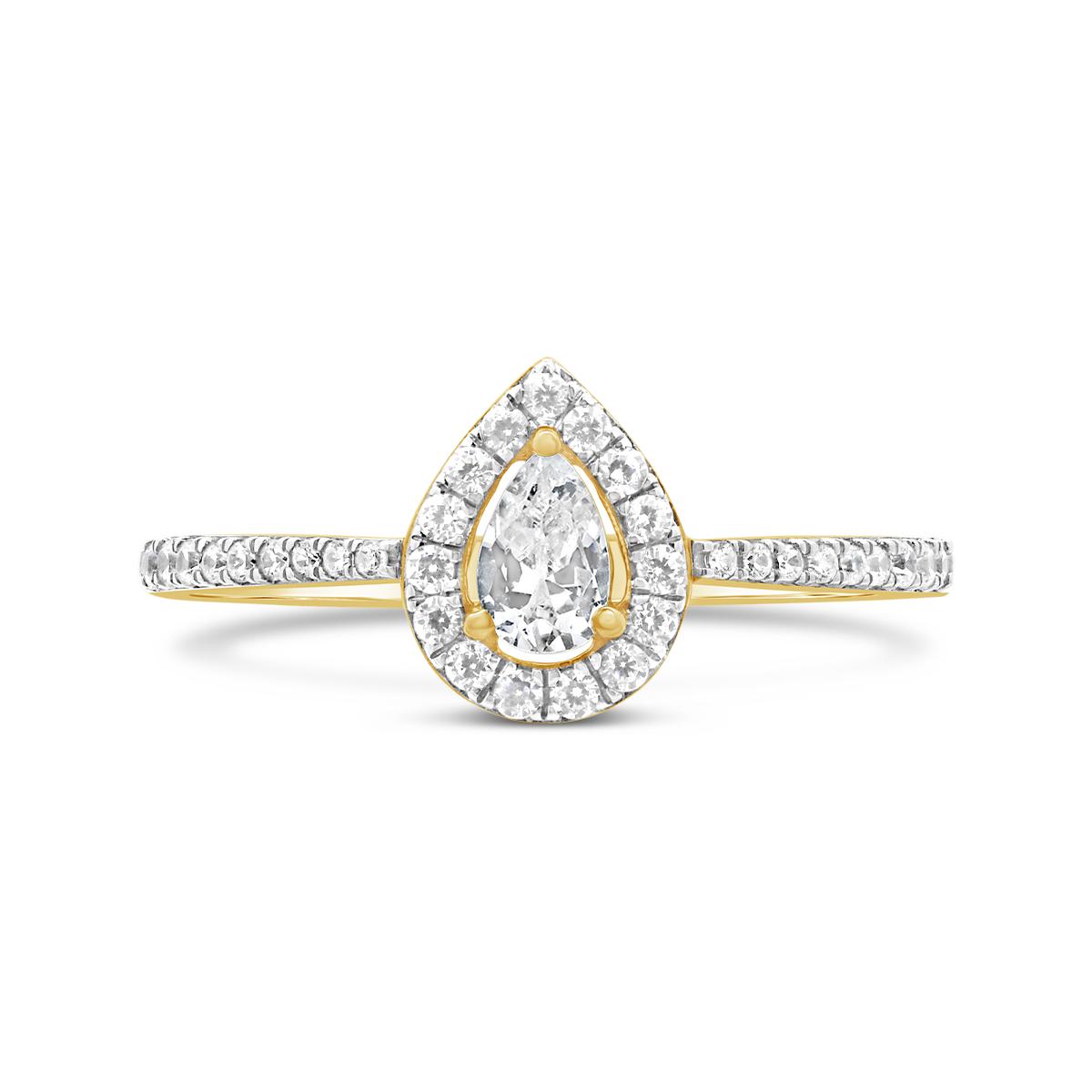 New Brilliance Lab Grown 0.37CTW Pear Diamond Ring in 10K Yellow Gold