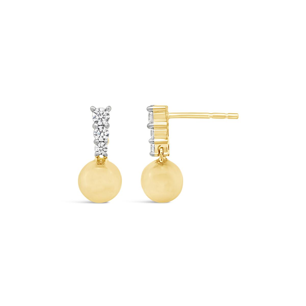New Brilliance Lab Grown 0.18CTW Diamond Earrings in 18K Yellow Gold Vermeil