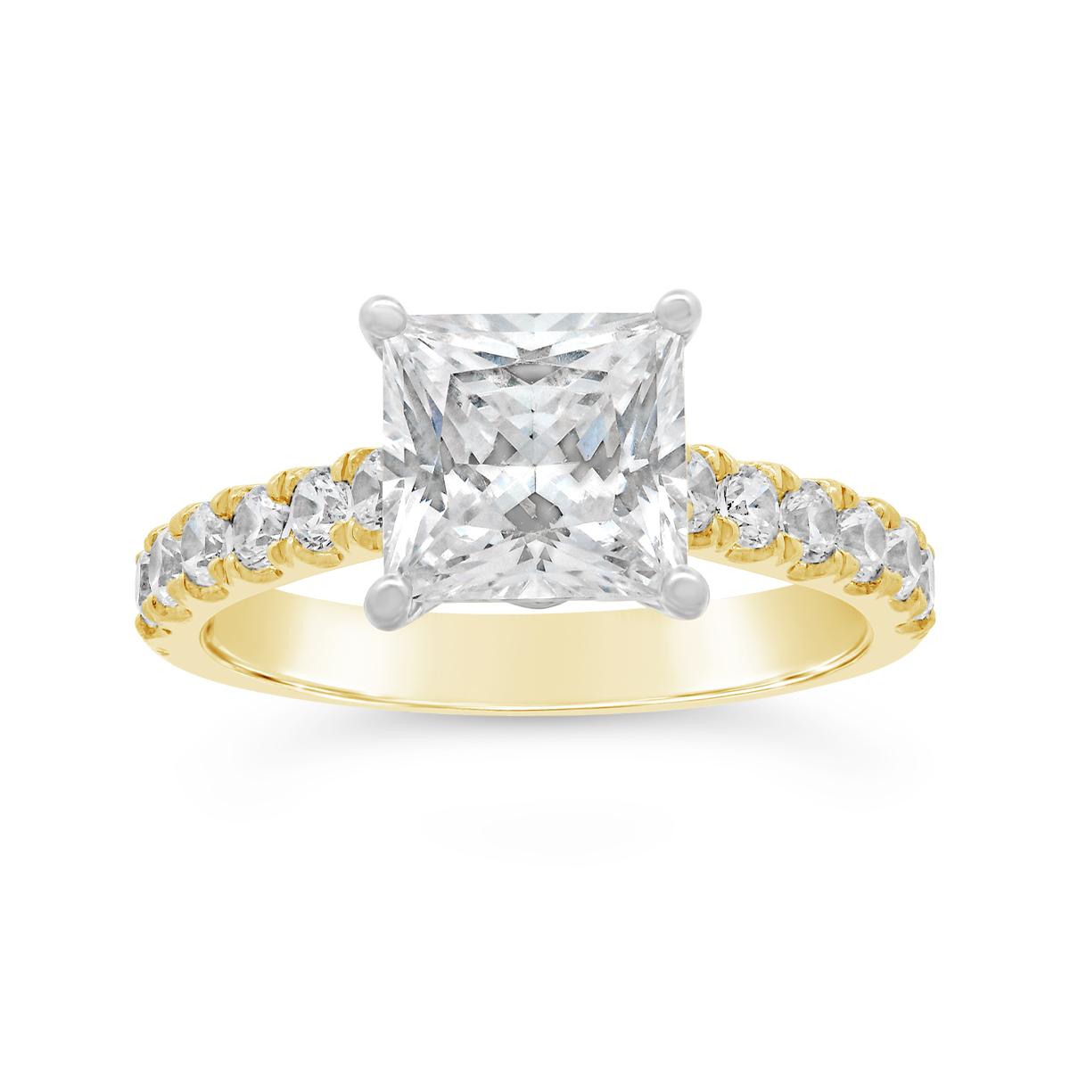 New Brilliance Lab Grown 3.57CTW Diamond Ring in 14K Yellow and White Gold