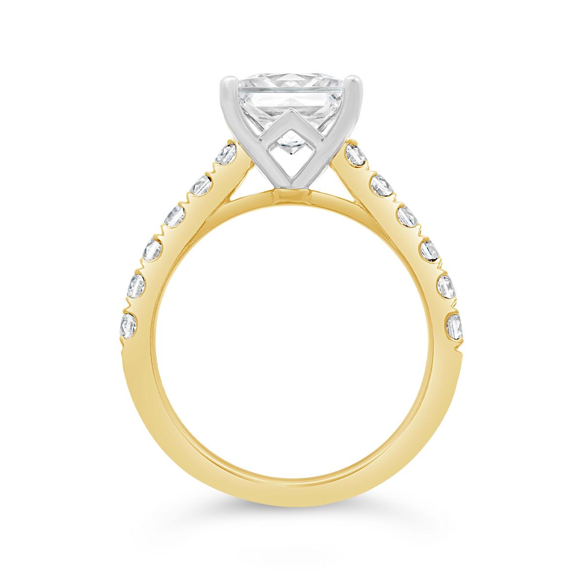 New Brilliance Lab Grown 3.57CTW Diamond Ring in 14K Yellow and White Gold