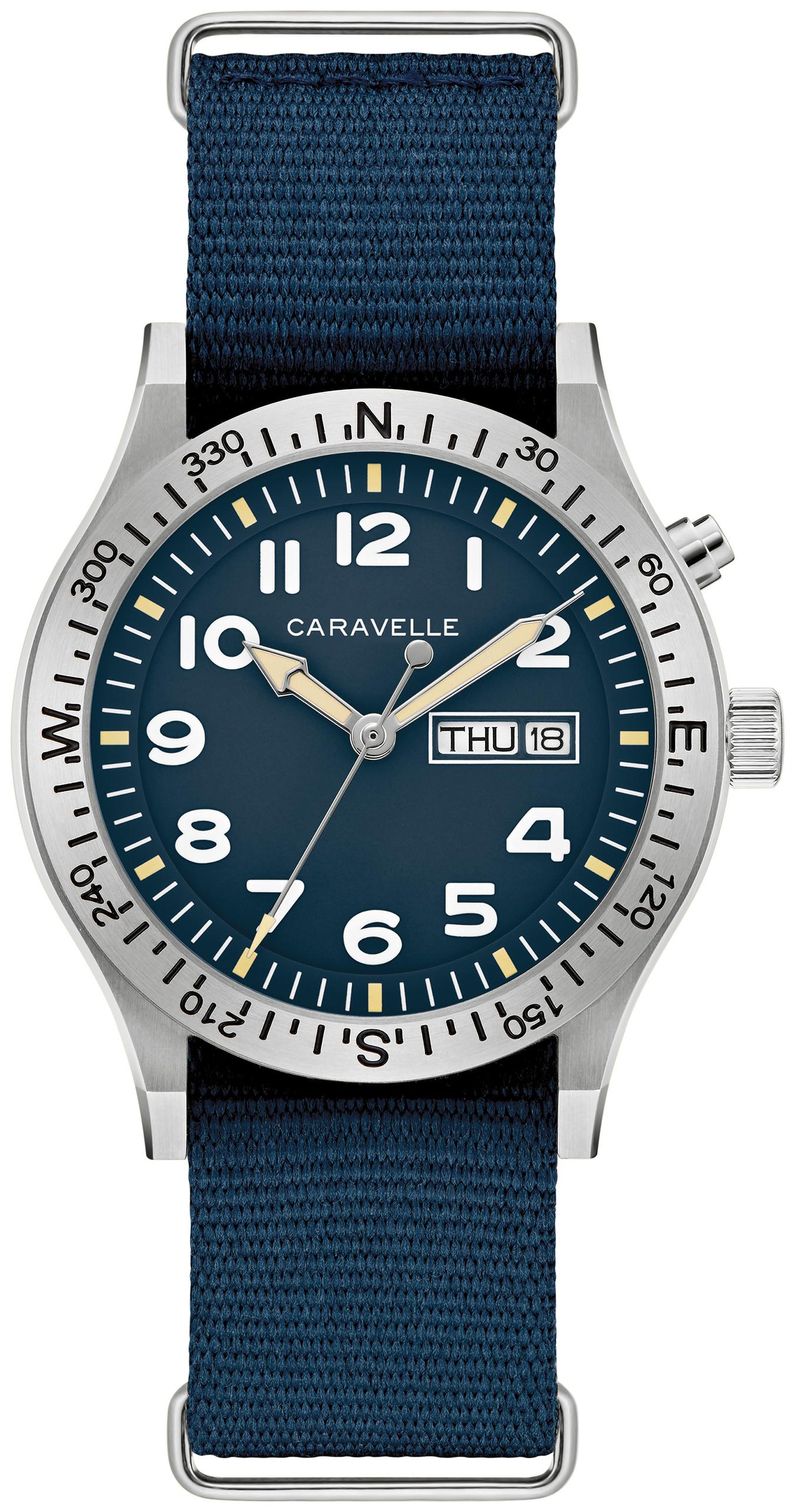 Caravelle Men's Lite Up Blue Dial Watch