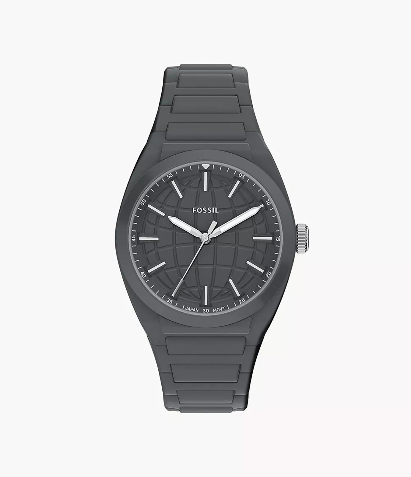 Fossil Everett 42mm Three-Hand Gray Silicone Watch