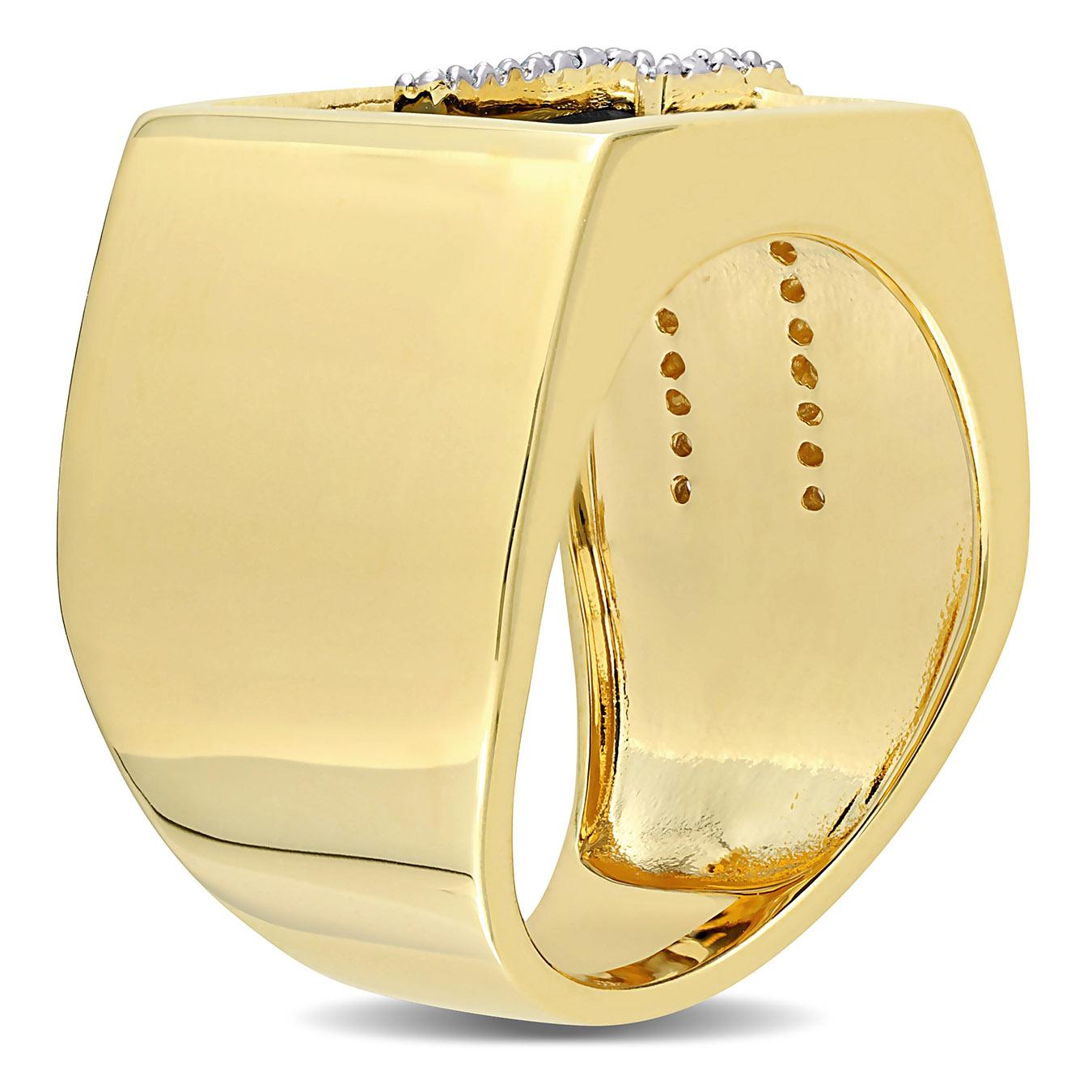 Julianna B Yellow Plated Sterling Silver Black Onyx & Diamond Ring