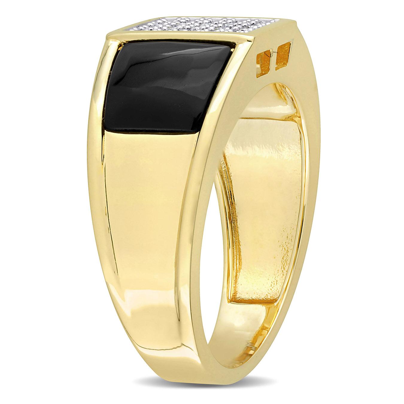 Julianna B Yellow Plated Sterling Silver Black Onyx & Diamond Ring