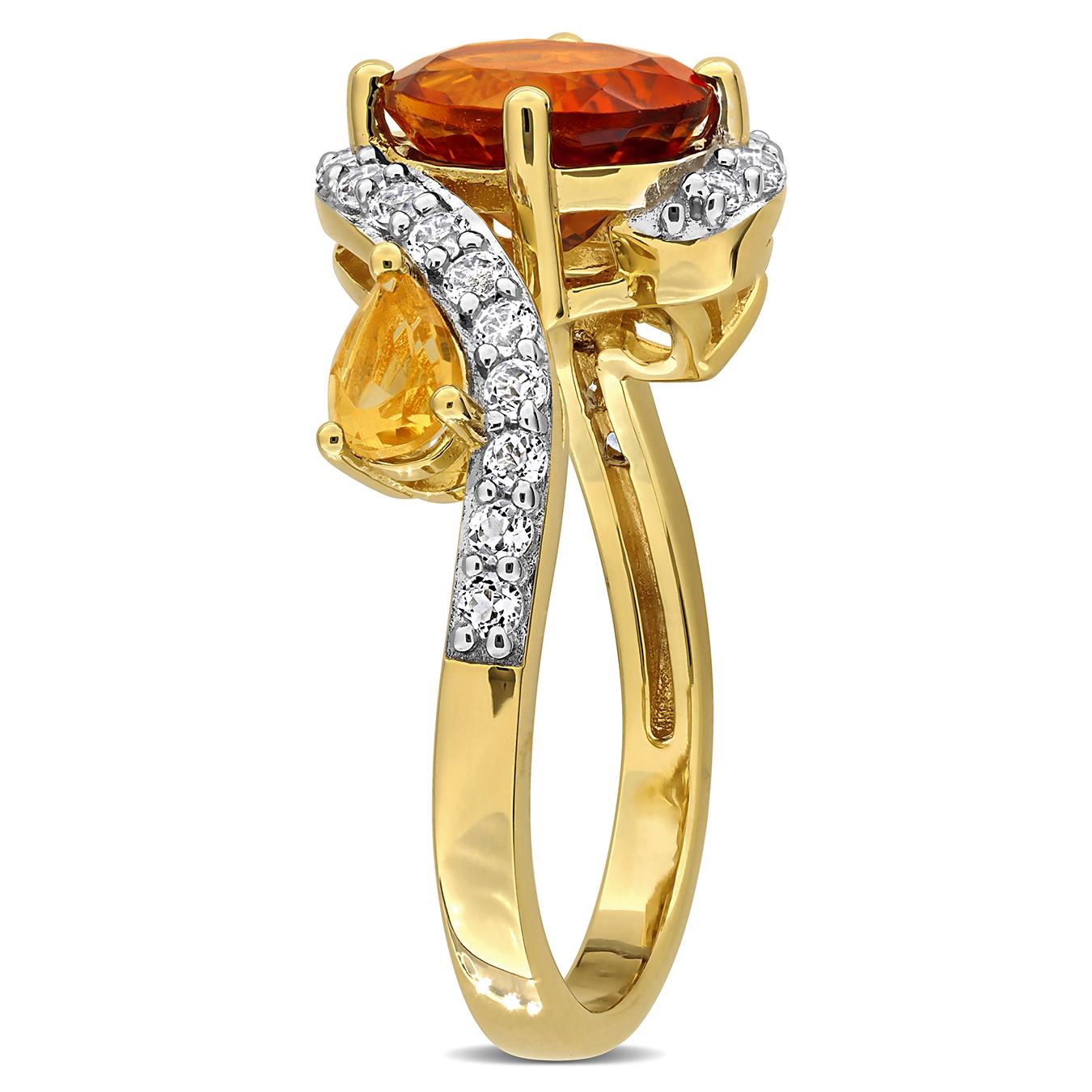 Julianna B Yellow Plated Sterling Silver Citrine & White Topaz Ring