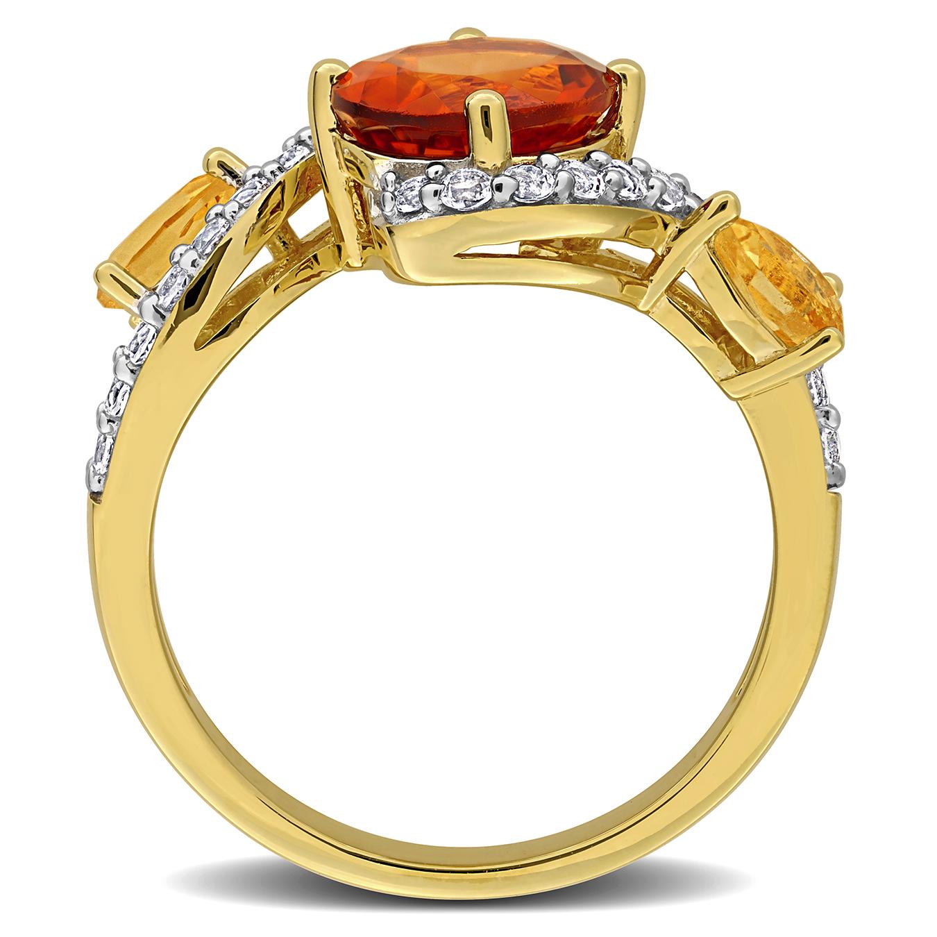 Julianna B Yellow Plated Sterling Silver Citrine & White Topaz Ring