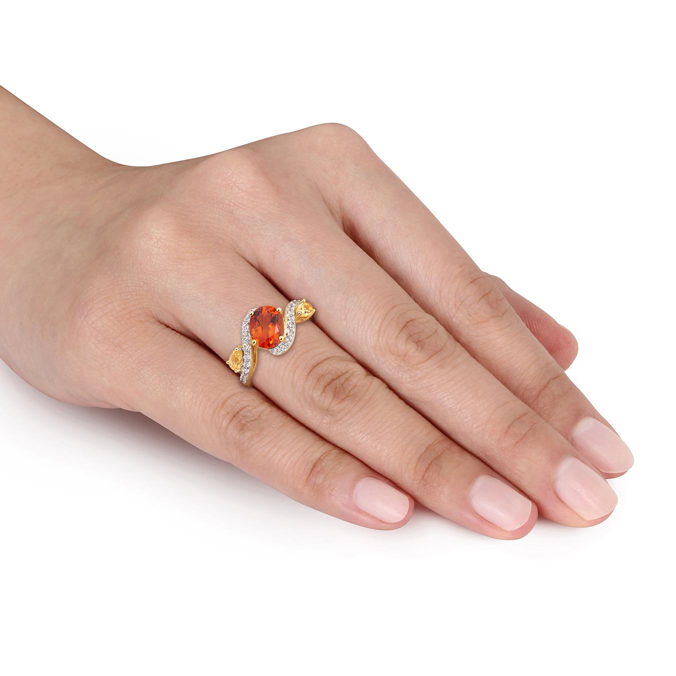 Julianna B Yellow Plated Sterling Silver Citrine & White Topaz Ring
