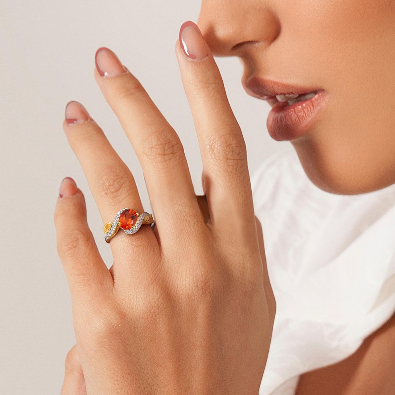 Julianna B Yellow Plated Sterling Silver Citrine & White Topaz Ring