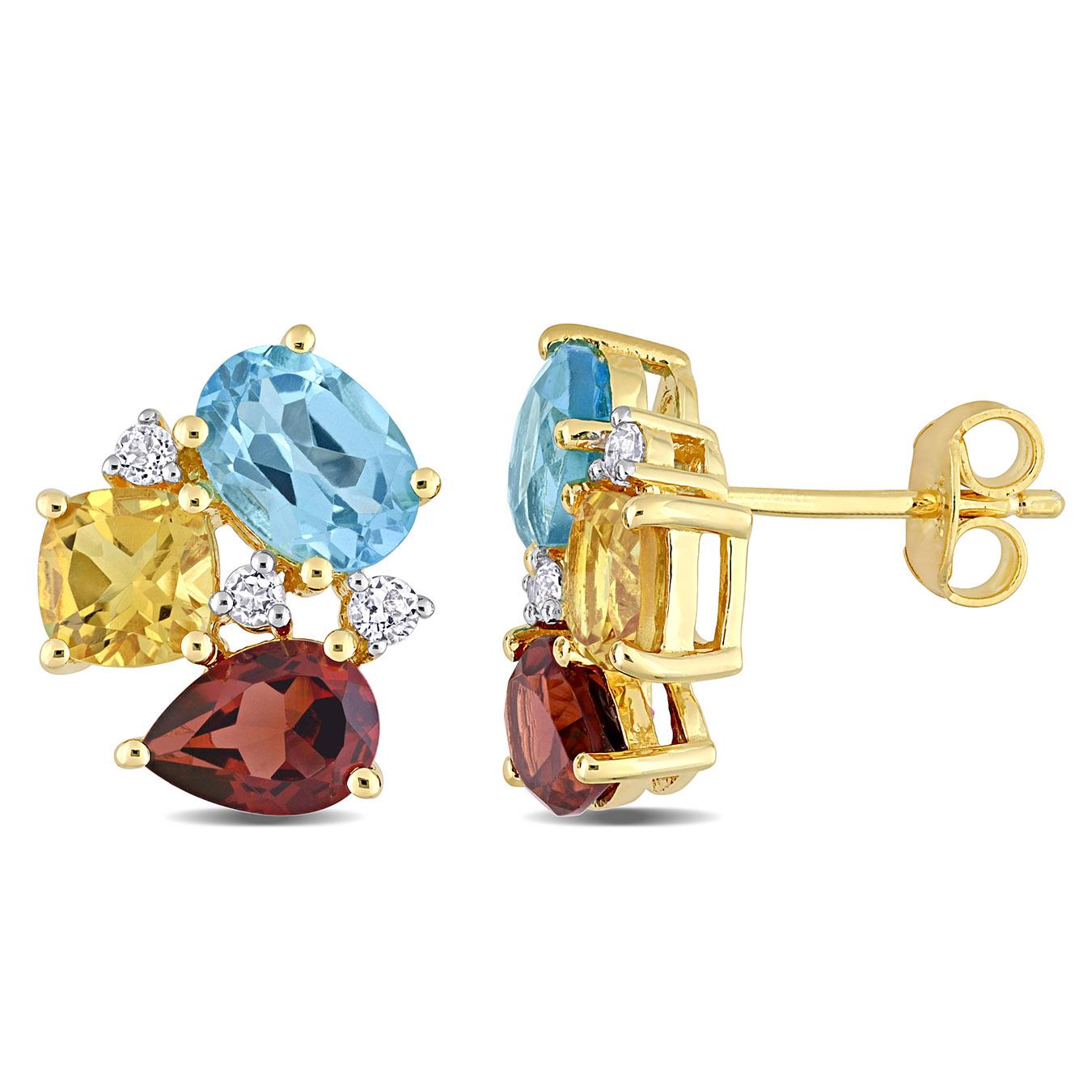 Julianna B Yellow Plated Sterling Silver Multi-Gemstone Earrings
