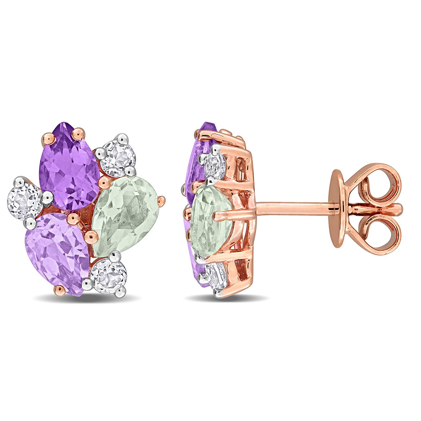 Julianna B Rose Plated Sterling Silver Multi-Gemstone Earrings