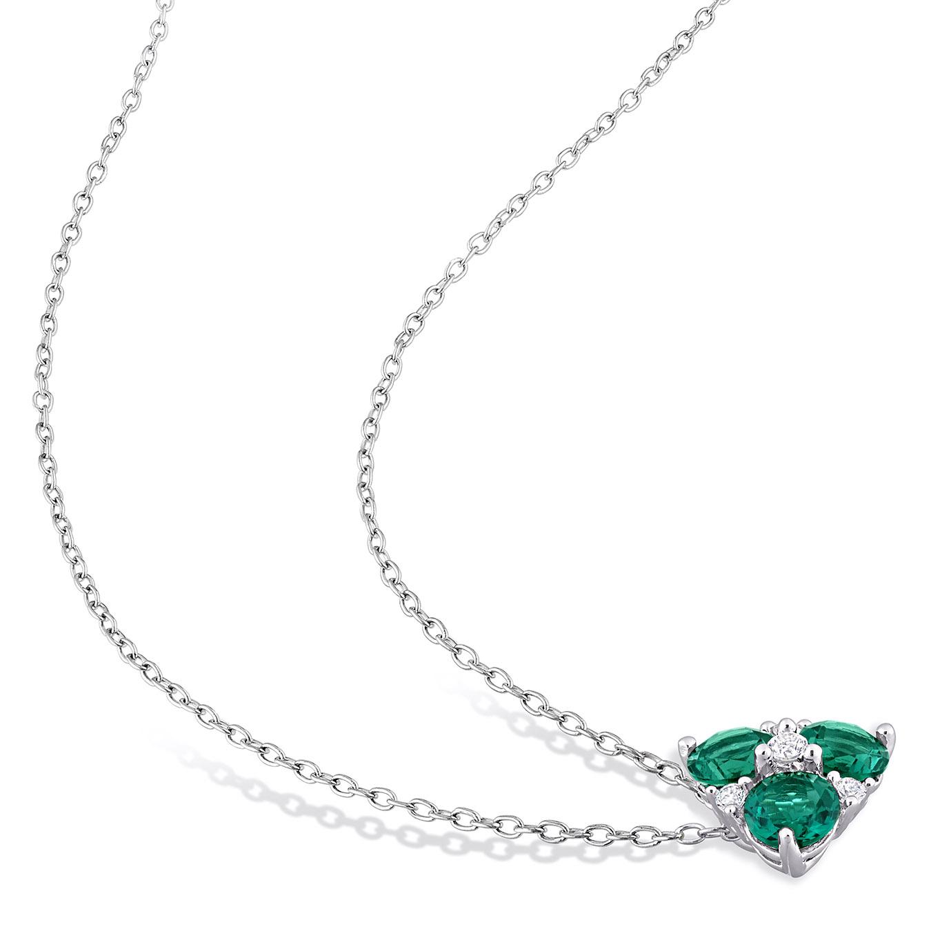 Julianna B Sterling Silver Created Emerald and Created White Sapphire Set