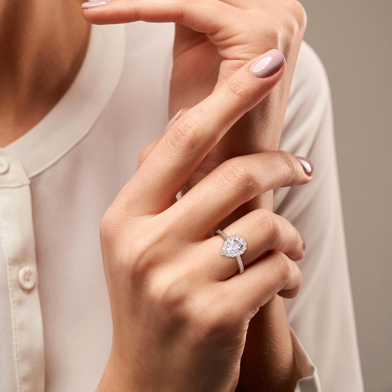Julianna B Yellow Plated Sterling Silver Created White Sapphire Teardrop Ring