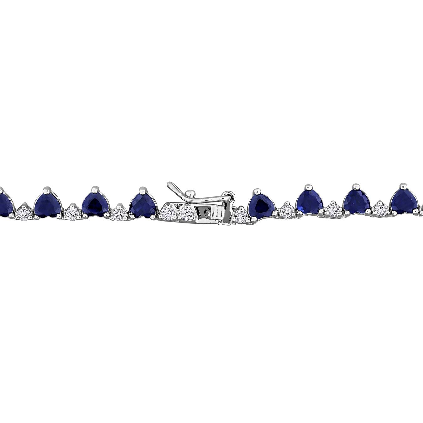 Julianna B Sterling Silver Created Blue & Created White Sapphire Necklace 16"