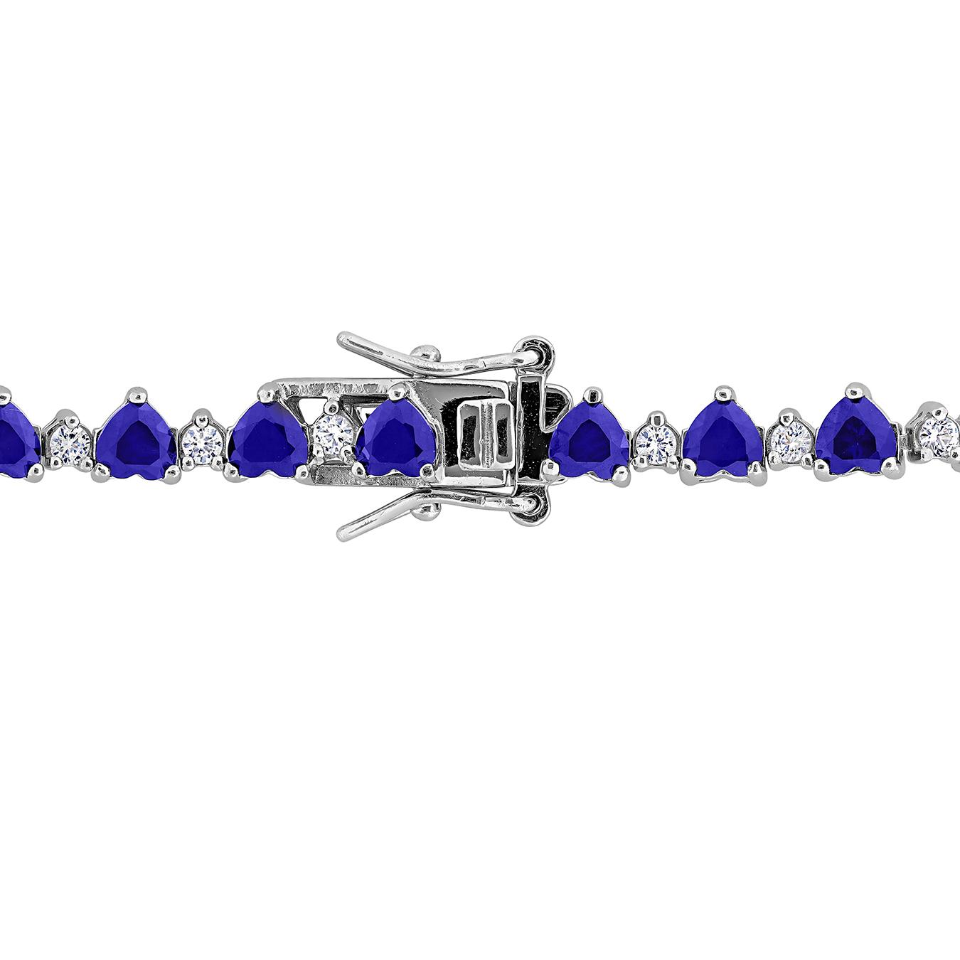 Julianna B Sterling Silver Created Blue & Created White Sapphire Bracelet 7"