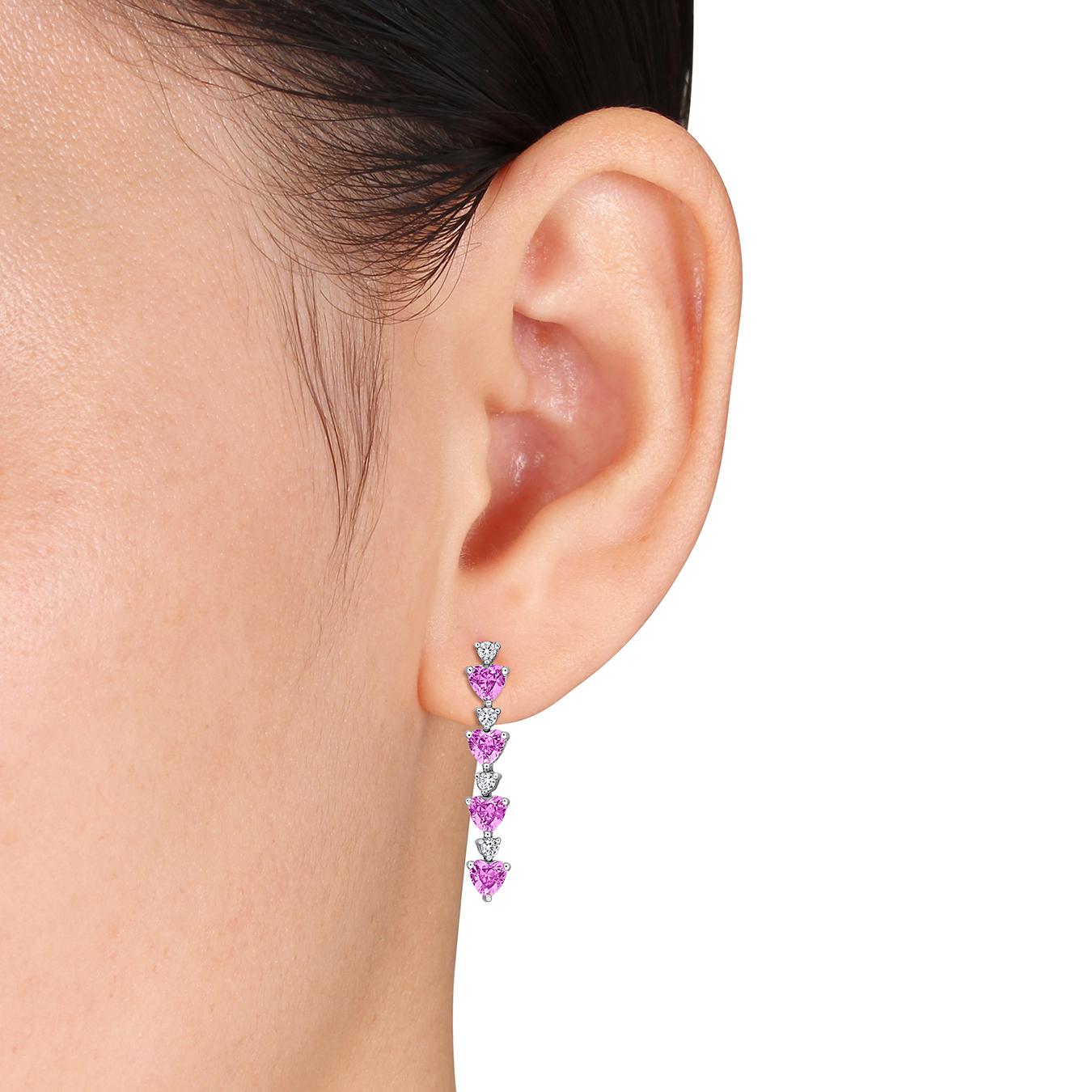 Julianna B Sterling Silver Created Pink & Created White Sapphire Earrings