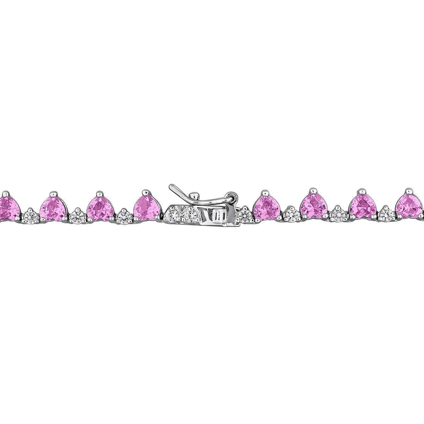Julianna B Sterling Silver Created Pink & Created White Sapphire Necklace 16"