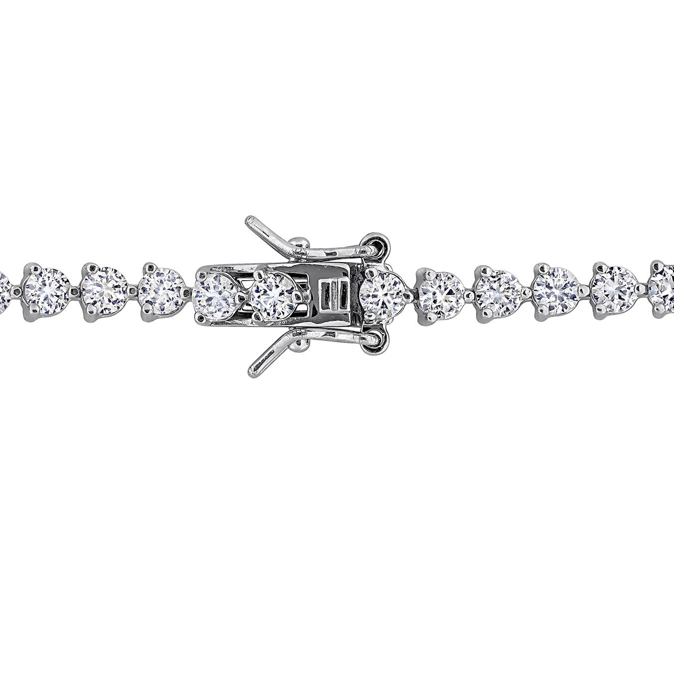 Julianna B Sterling Silver Created Pink & Created White Sapphire Bracelet 7.25"