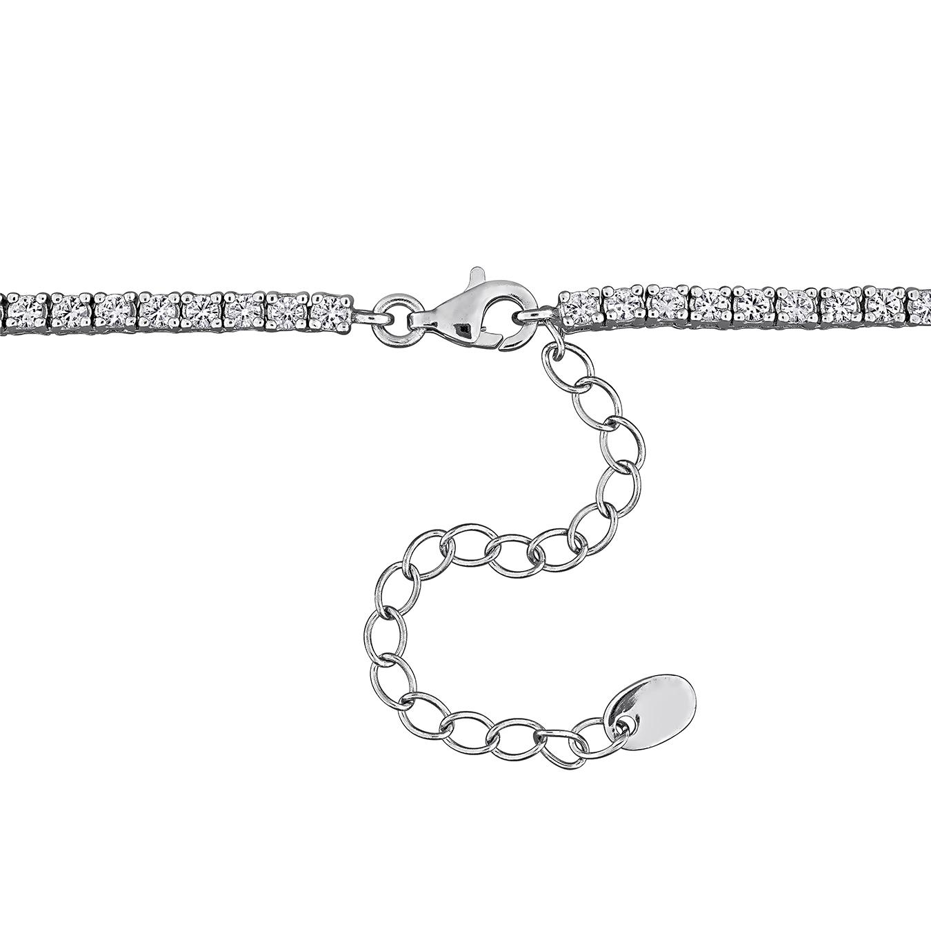 Julianna B Sterling Silver Created Pink & Created White Sapphire Necklace 16"+2"