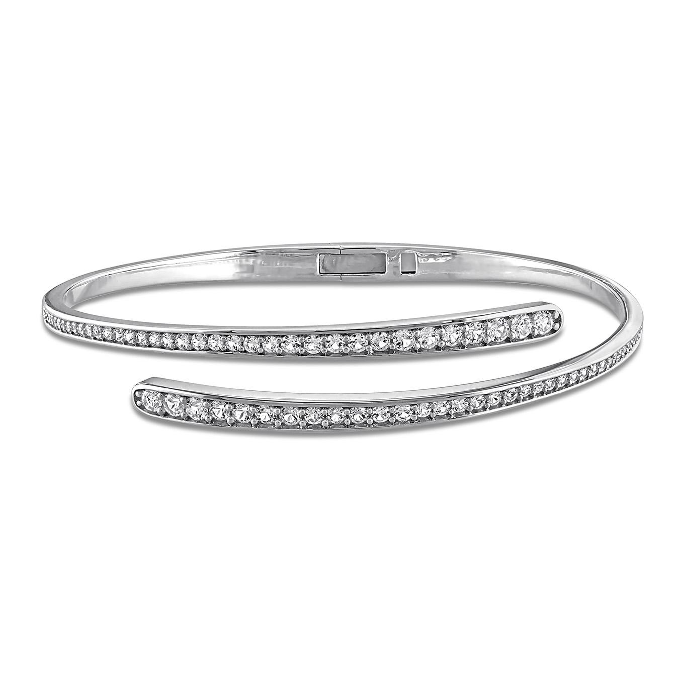 Julianna B Sterling Silver Created White Sapphire Bangle