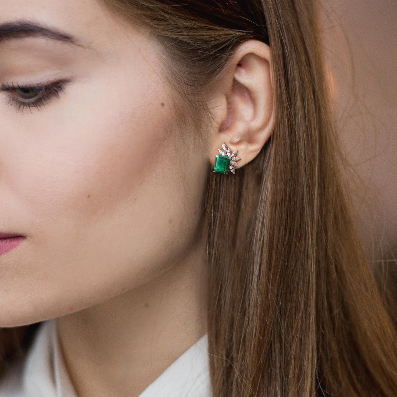 Julianna B Sterling Silver Created Emerald & Created White Sapphire Earrings