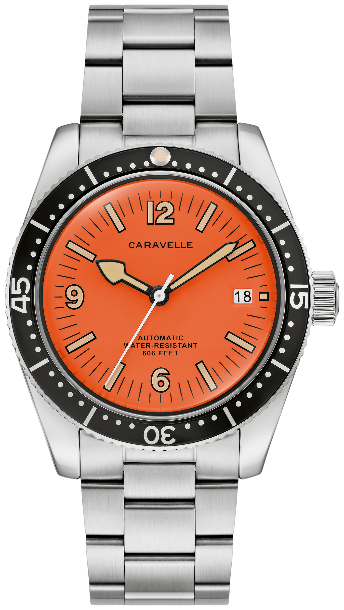 Caravelle Men's Sea Hunter Orange Dial Watch