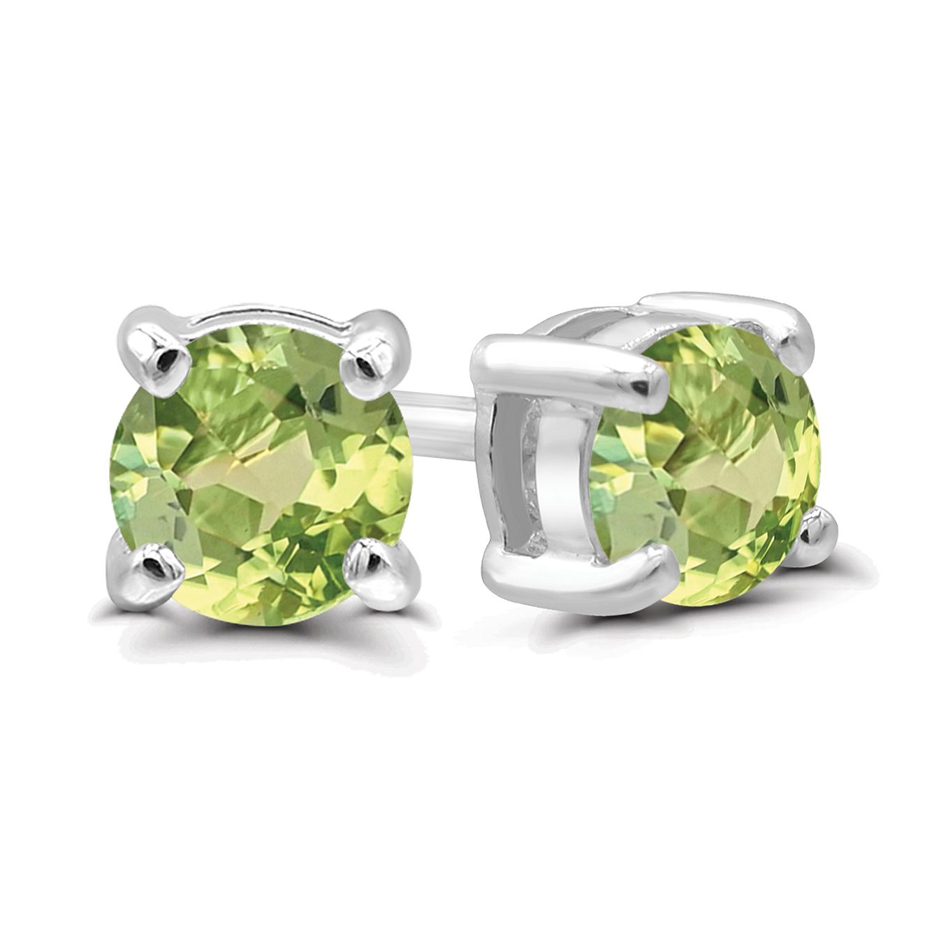 Sterling Silver 4mm Peridot Stud Earrings