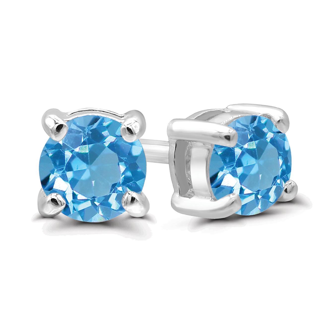 Sterling Silver Swiss Blue Topaz Stud Earrings