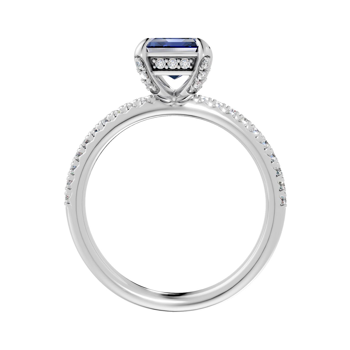 Sterling Silver Created Blue Sapphire & Lab Grown Diamond Ring