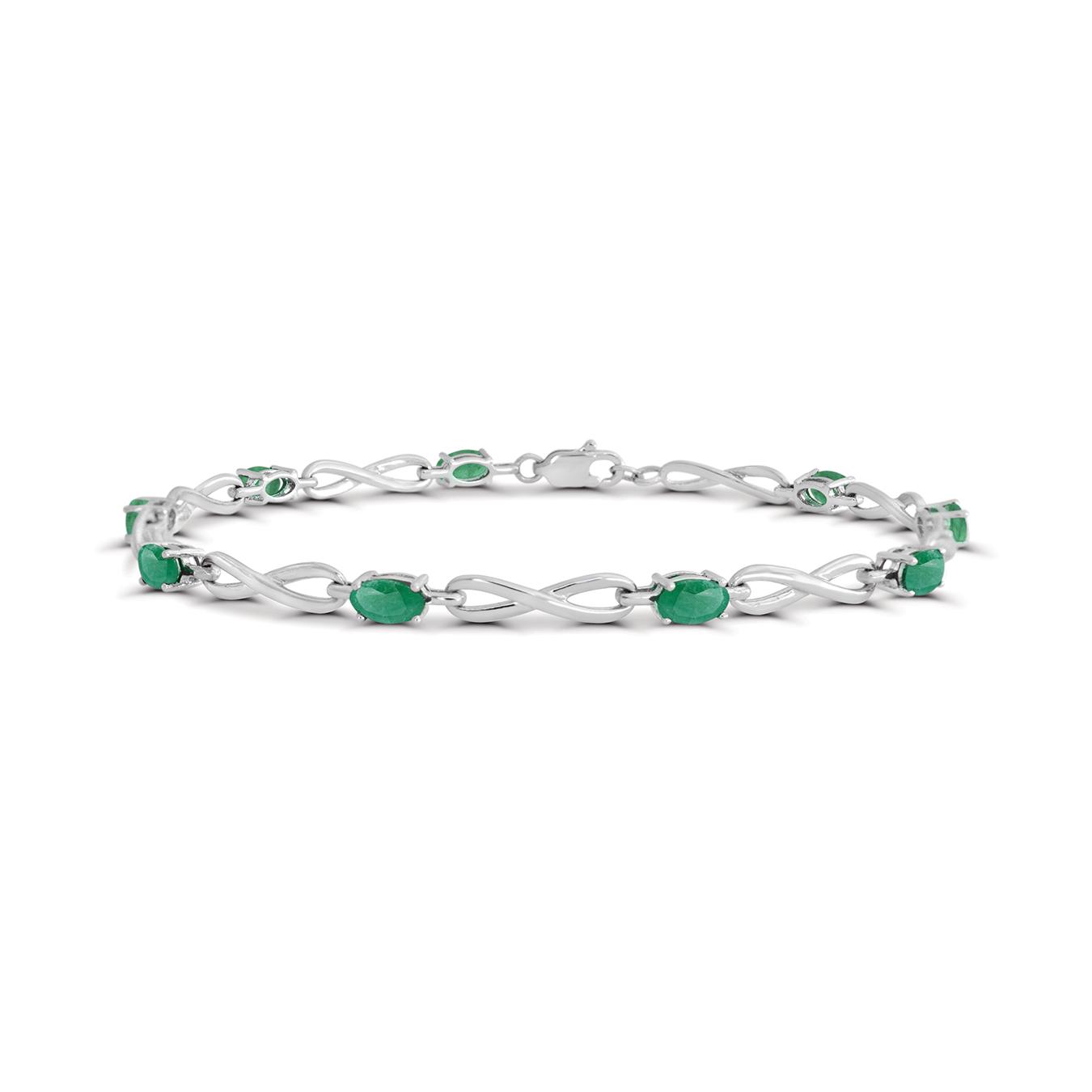 Sterling Silver Emerald Infinty Link Bracelet