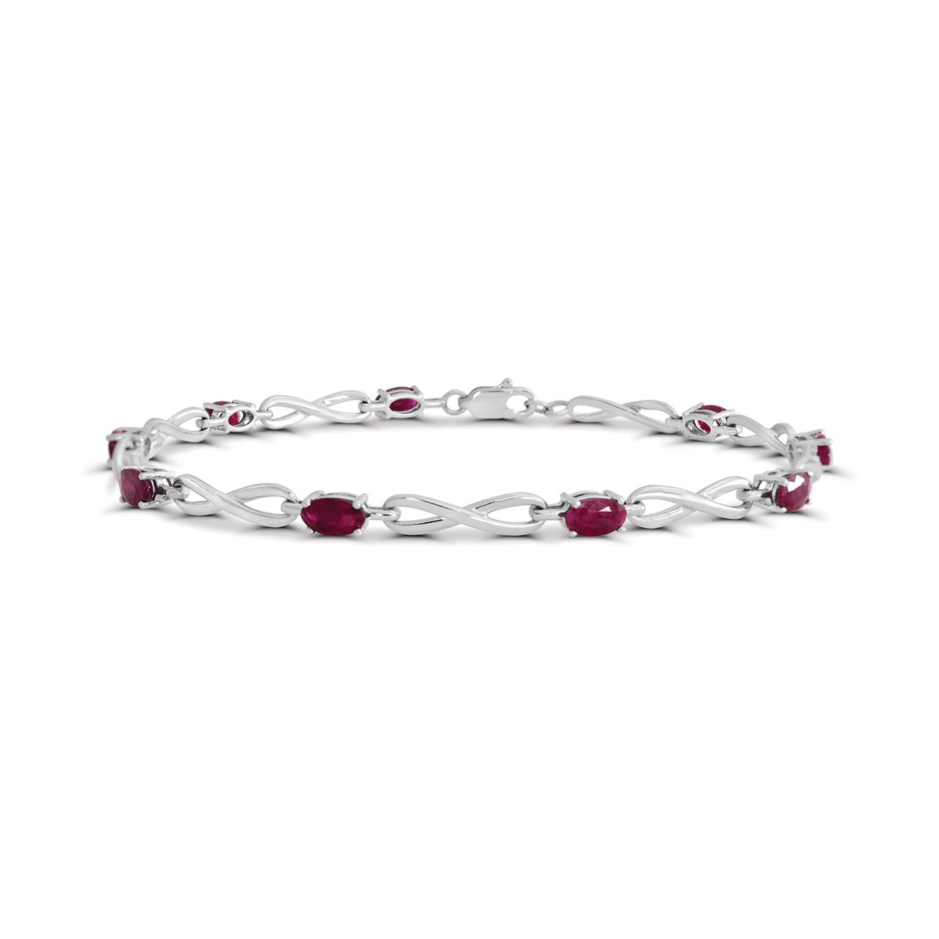 Sterling Silver Ruby Infinty Link Bracelet
