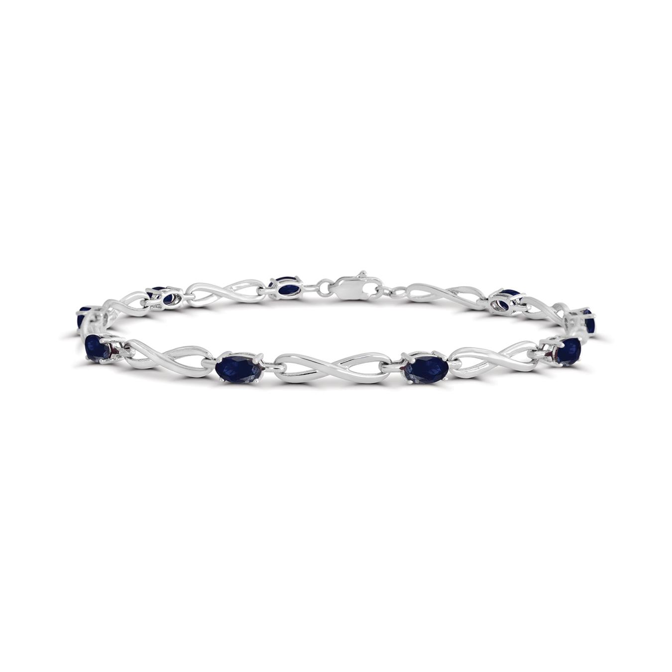 Sterling Silver Sapphire Infinty Link Bracelet