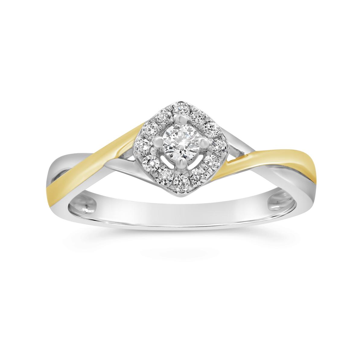 New Brilliance Lab Grown .18CTW Diamond Ring in Sterling Silver & 10K Yellow