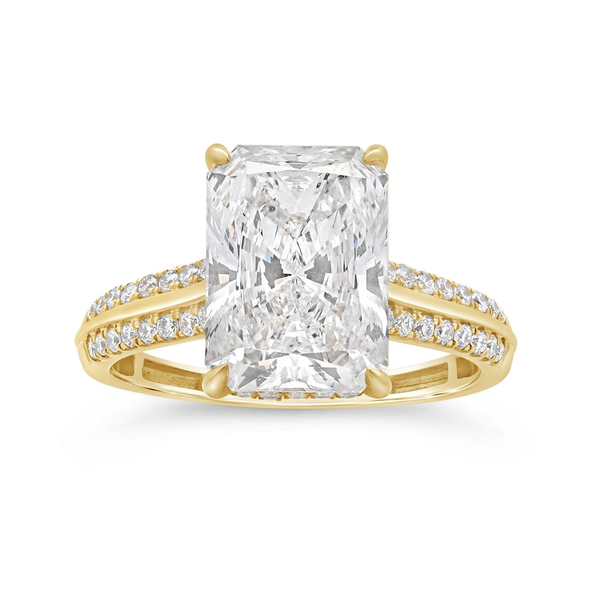 Above Love Lab Grown 4.90CTW Radiant Diamond Bridal Ring in 14K Yellow Gold