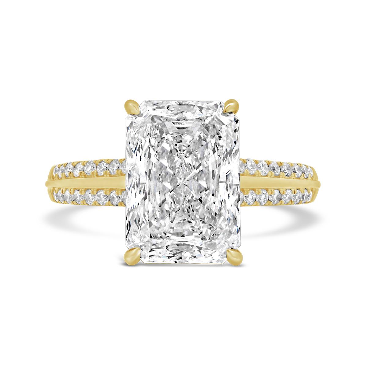 Above Love Lab Grown 4.90CTW Radiant Diamond Bridal Ring in 14K Yellow Gold
