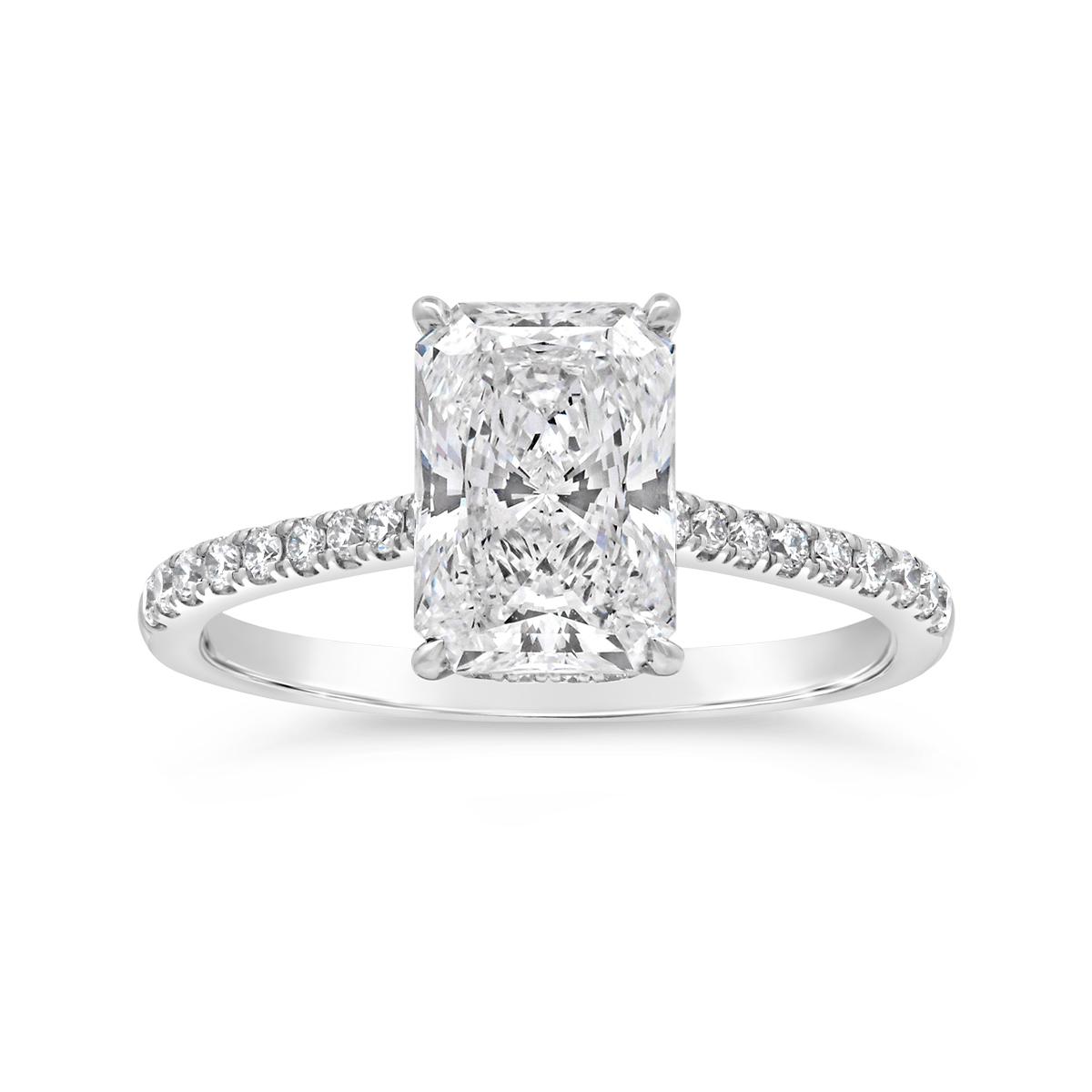 Above Love Lab Grown 2.50CTW Radiant Diamond Bridal Ring in 14K White Gold