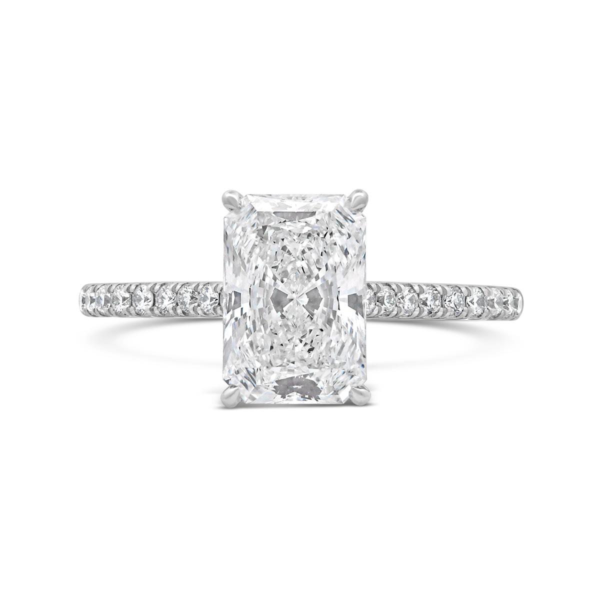 Above Love Lab Grown 2.50CTW Radiant Diamond Bridal Ring in 14K White Gold