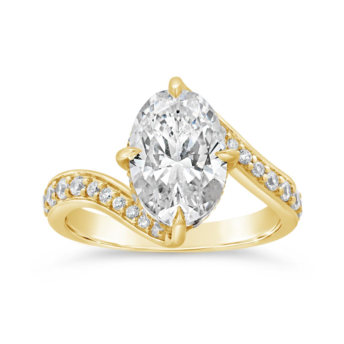 New Brilliance Lab Grown 3.40CTW Oval Diamond Fashion Ring in 14K Yellow Gold