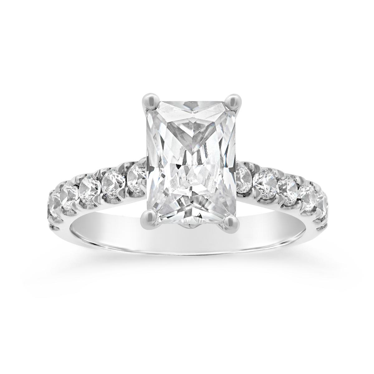 New Brilliance Lab Grown 3.50CTW Radiant Diamond Bridal Ring in 14K White Gold
