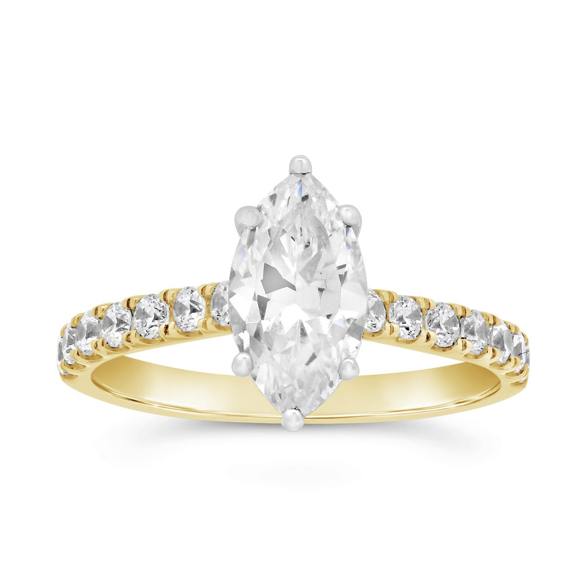 New Brilliance Lab Grown 2.50CTW Marquise Diamond Ring in 14K Yellow Gold