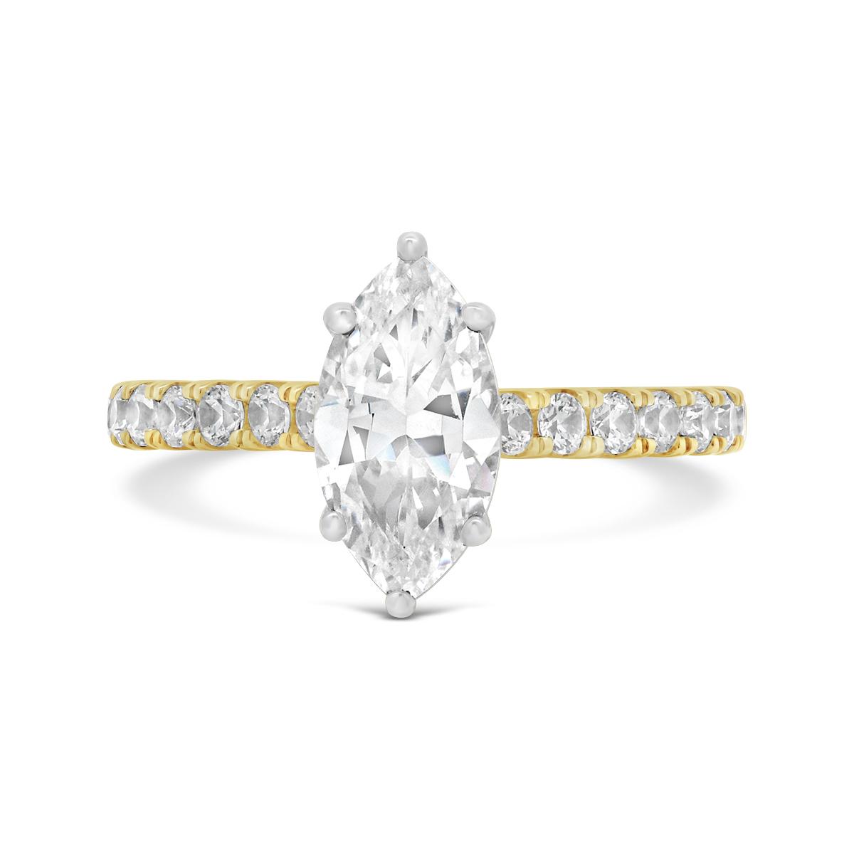 New Brilliance Lab Grown 2.50CTW Marquise Diamond Ring in 14K Yellow Gold