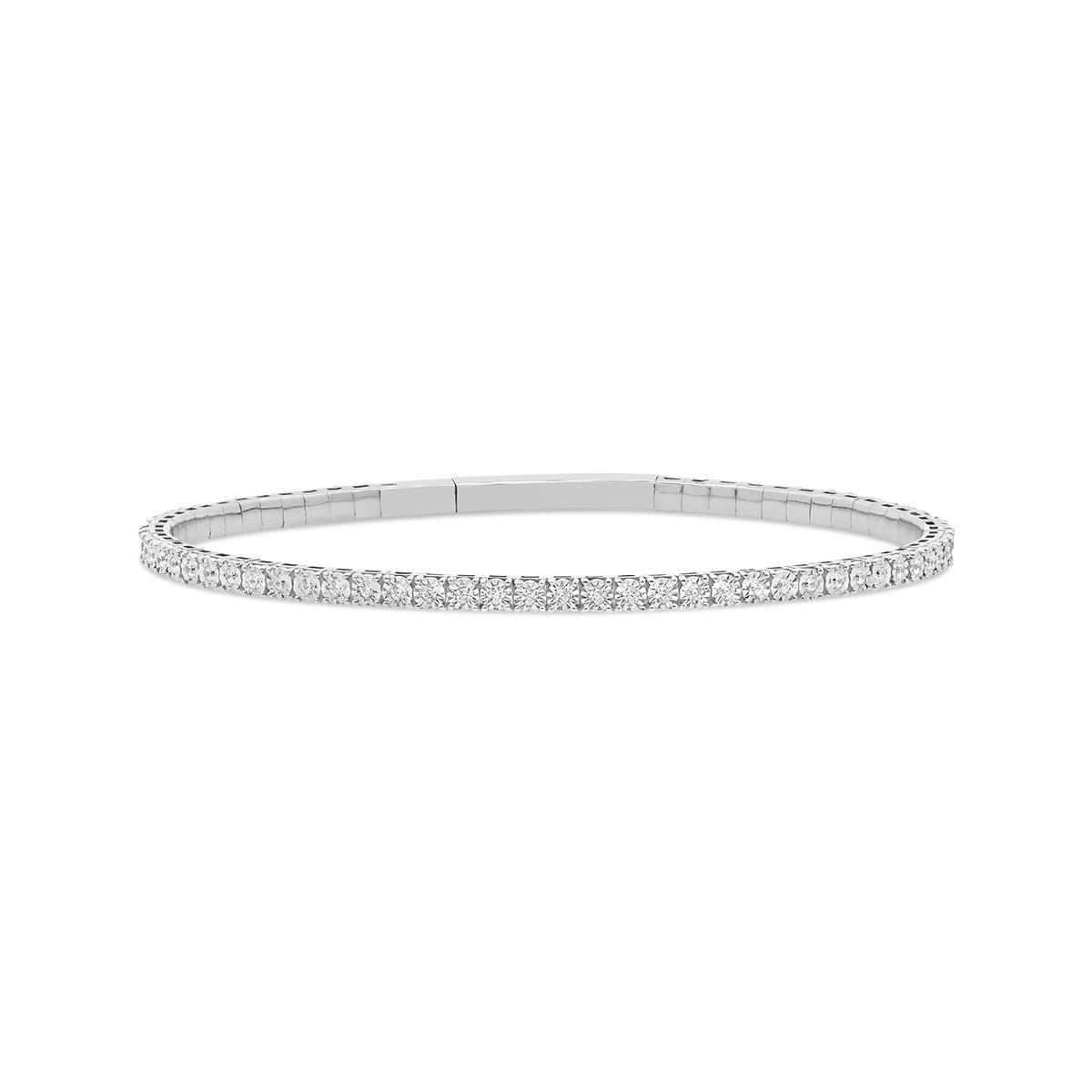 New Brilliance Lab Grown 0.50CTW Diamond Flex Bangle in Sterling Silver