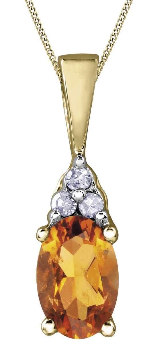 10K Yellow Gold Citrine & 0.03CTW Diamond Pendant