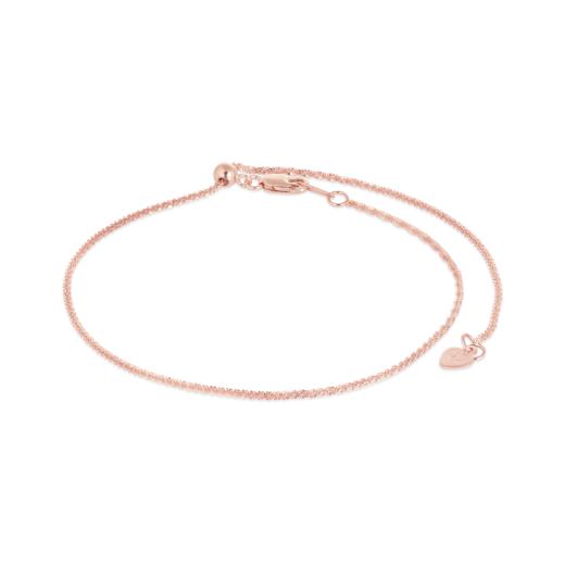 10K Rose Gold Adjustable to 11" 1.4 mm Sparkle Ankle Bracelet