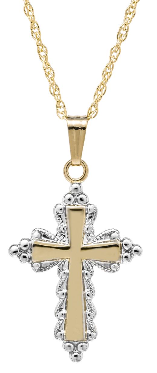 14K Yellow Gold Filled 18" Embossed Edge Cross