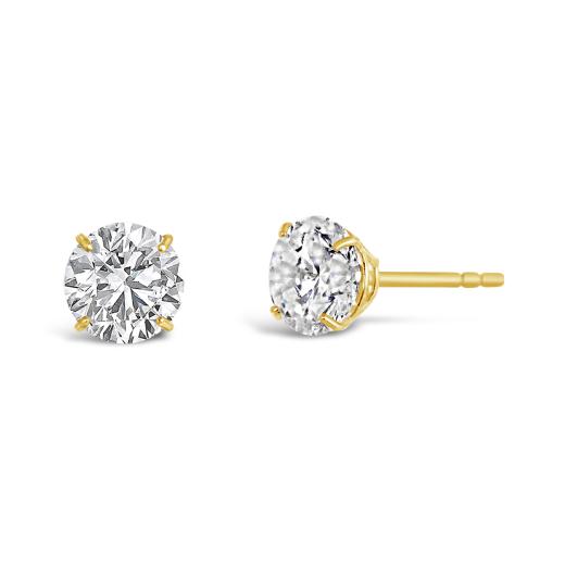 Jewelili Heart Shape Diaond Stud Earrings In 10K Rose White And Yellow...