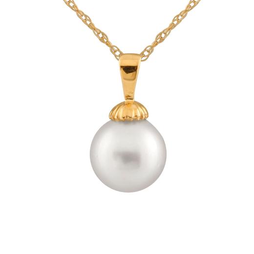 14K Yellow Gold 9-10mm South Sea Pearl Pendant