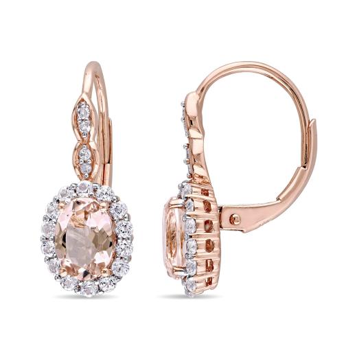 Julianna B 14K Rose Gold Diamond Morganite and White Topaz Earrings
