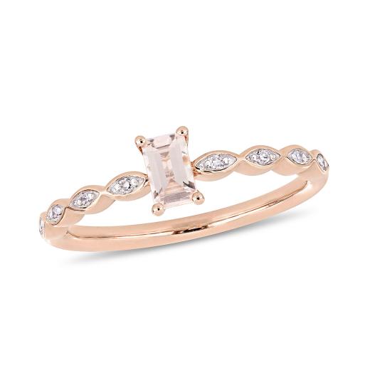 Julianna B 10K Rose Gold 0.04CTW Diamond & Morganite Ring