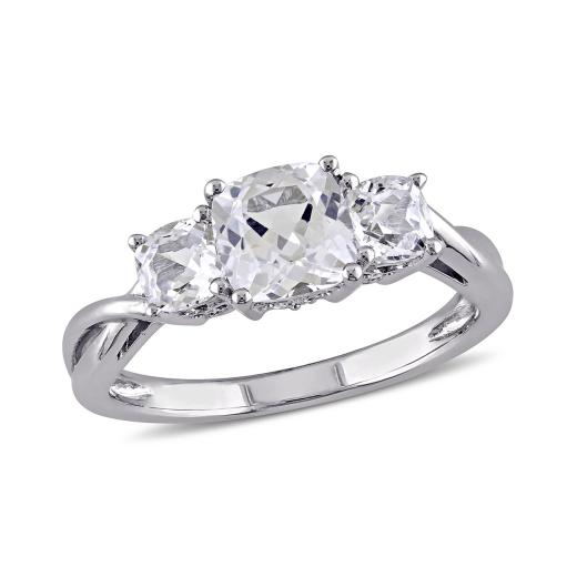 Julianna B 10K White Gold 0.04CTW Diamond & Created Sapphire Ring